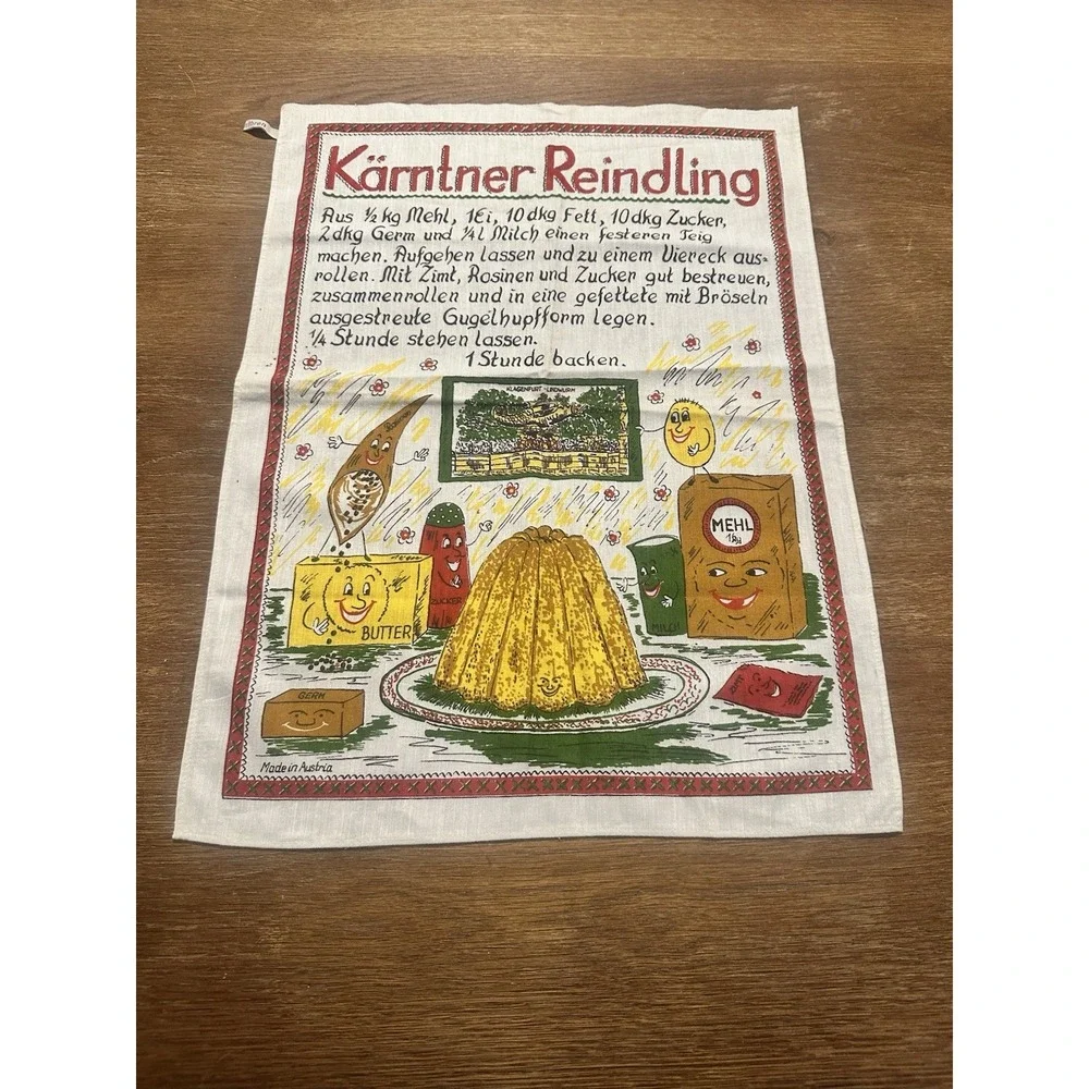 Vintage 1970s Karntner Reindling Tea Towel From Austria Austria Recipe Cloth